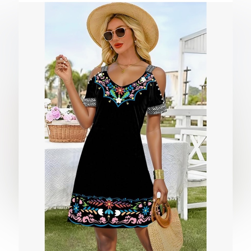 Womens Sexy Cold Shoulder Summer Dresses🤎